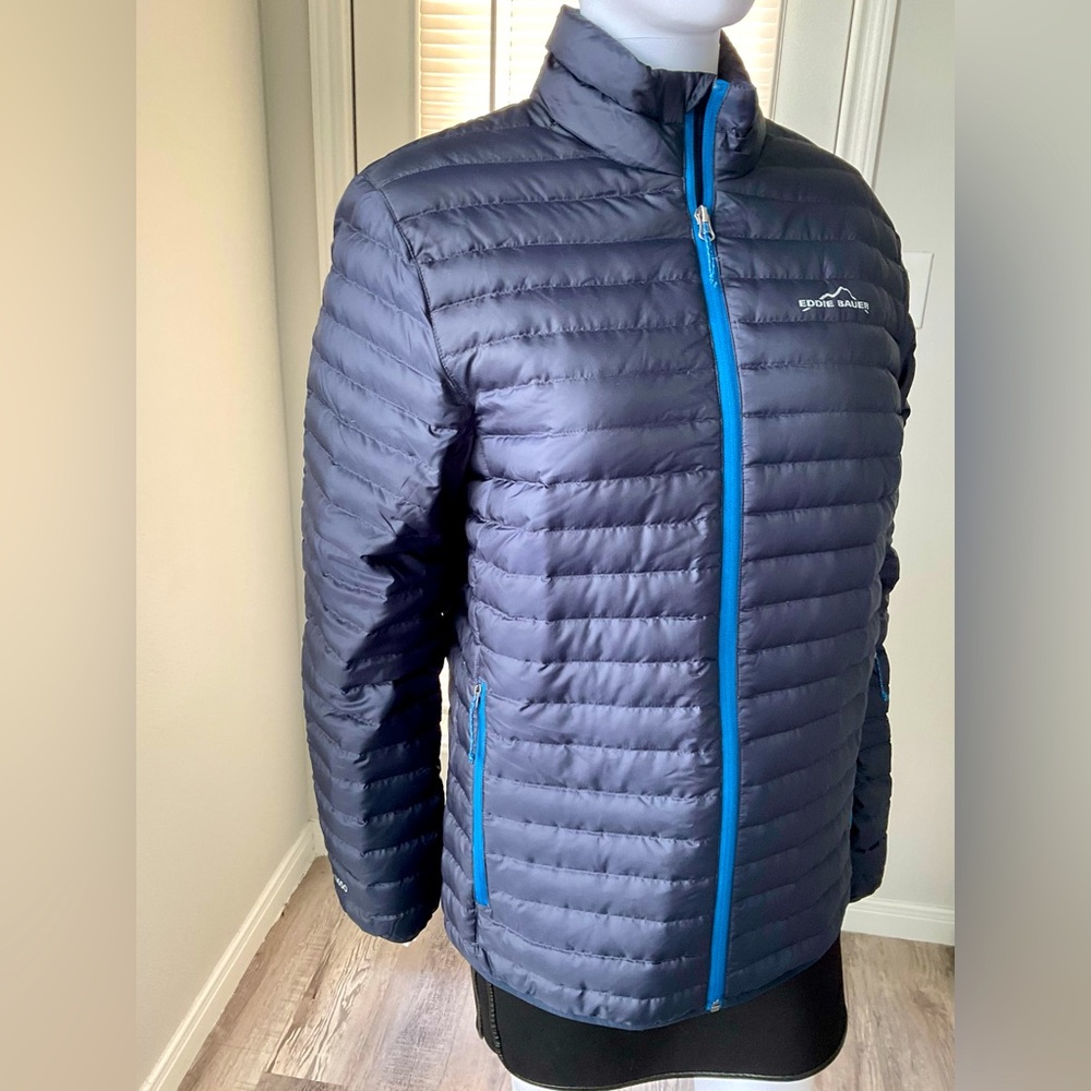 Eddie Bauer Full Zip Down Jacket, Size -S.  EB650, dark blue.